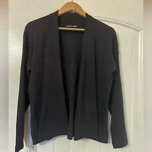 Black Marc Cain Sports cardigan top ruffles back, pockets